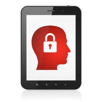 Finance concept: Head With Padlock on tablet pc computer Stock Illustration