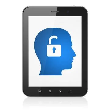 Finance concept: Head With Padlock on tablet pc computer Stock Illustration