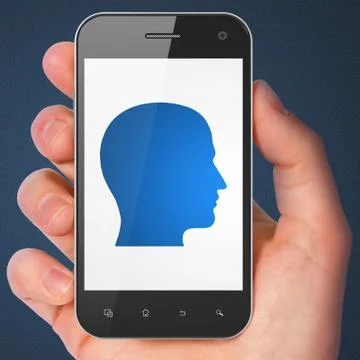 Finance concept: Head on smartphone Illustrazione stock