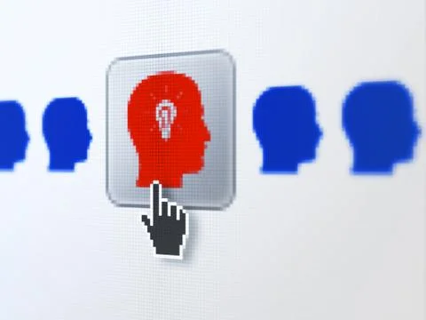 Finance concept: Head Whis Lightbulb on digital computer screen Stockillustratie