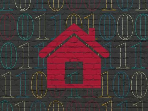 Finance concept: Home on wall background Stock Illustration