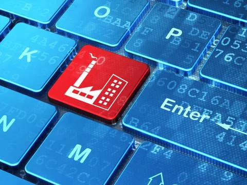 Finance concept: Industry Building on computer keyboard background Stockillustratie