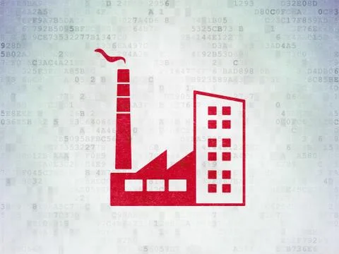 Finance concept: Industry Building on Digital Data Paper background Ilustración de archivo
