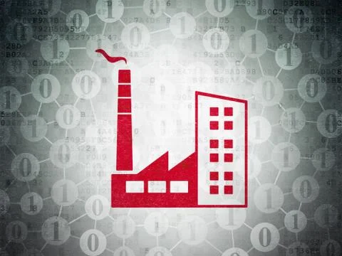 Finance concept: Industry Building on Digital Data Paper background Ilustración de archivo
