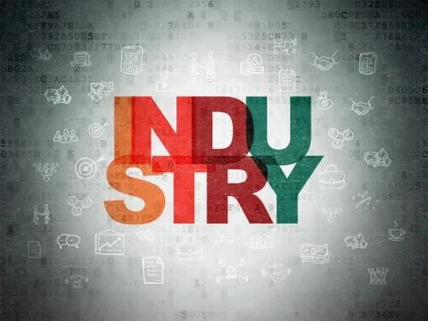 Finance concept: Industry on Digital Data Paper background 스톡 일러스트