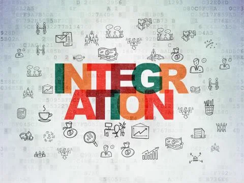Finance concept: Integration on Digital Data Paper background Illustrazione stock