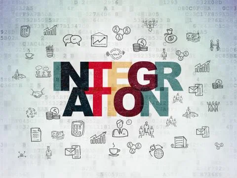 Finance concept: Integration on Digital Data Paper background Stock Illustration