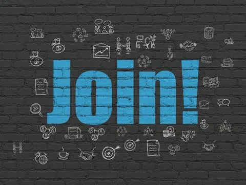 Finance concept: Join! on wall background Ilustración de archivo