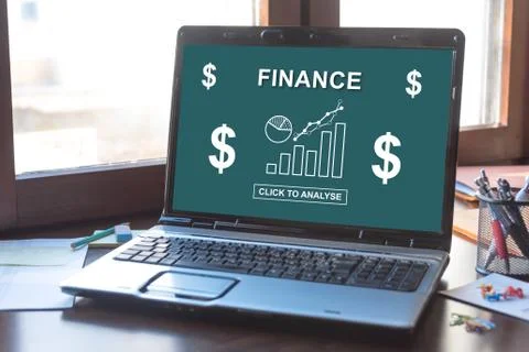 Finance concept on a laptop screen Stock-Fotos
