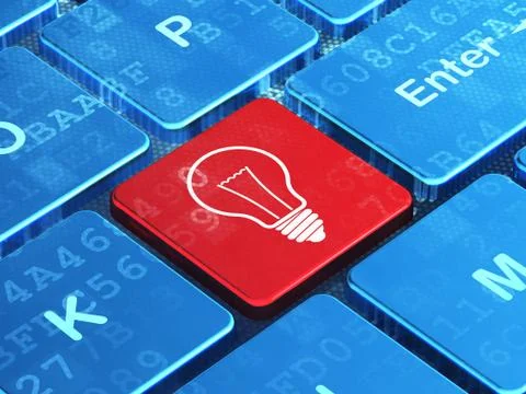 Finance concept: Light Bulb on computer keyboard background 스톡 일러스트