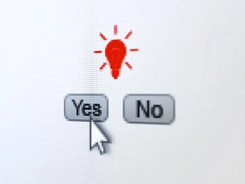 Finance concept: Light Bulb on digital computer screen Illustrazione stock
