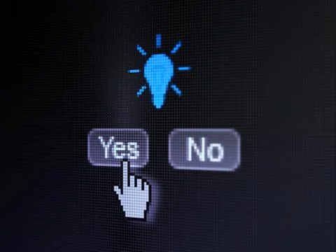 Finance concept: Light Bulb on digital computer screen Illustrazione stock