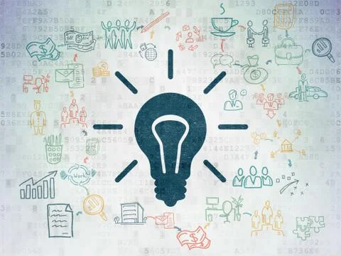 Finance concept: Light Bulb on Digital Paper background Иллюстрация