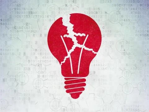 Finance concept: Light Bulb on Digital Data Paper background Illustrazione stock