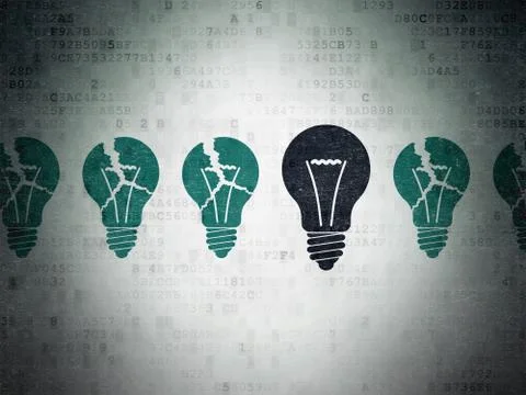 Finance concept: light bulb icon on Digital Paper background Stockillustratie