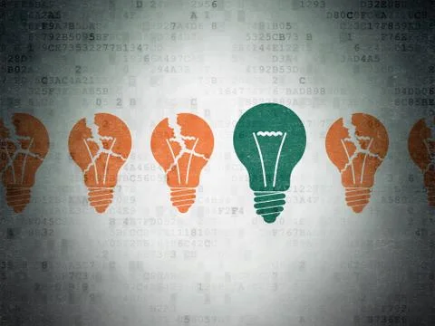 Finance concept: light bulb icon on Digital Paper background Stock Illustration