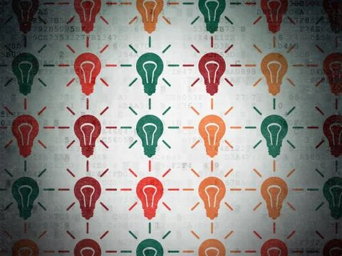 Finance concept: Light Bulb icons on Digital Paper background イラスト素材