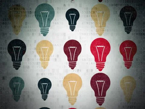 Finance concept: Light Bulb icons on Digital Paper background Иллюстрация