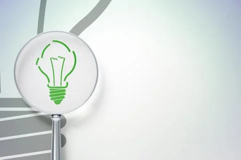 Finance concept:  Light Bulb with optical glass on digital background Stockillustratie
