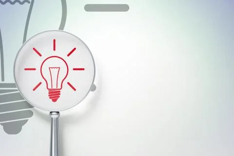 Finance concept:  Light Bulb with optical glass on digital background Stock Illustration
