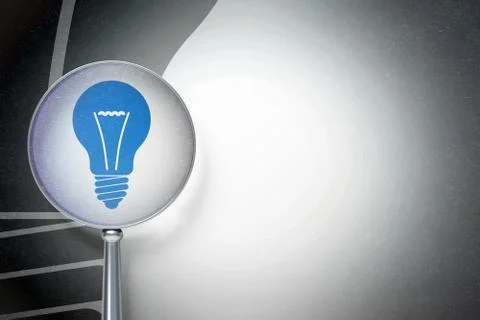 Finance concept:  Light Bulb with optical glass on digital background 库存插图