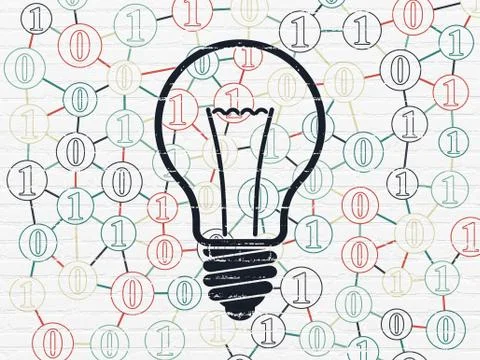 Finance concept: Light Bulb on wall background 스톡 일러스트