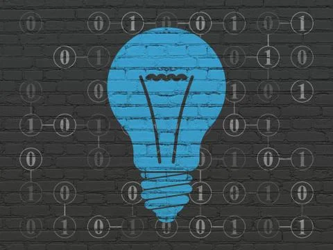 Finance concept: Light Bulb on wall background 库存插图