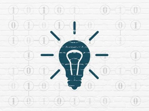 Finance concept: Light Bulb on wall background Stock Illustration