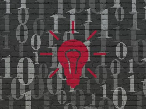 Finance concept: Light Bulb on wall background Stock Illustration