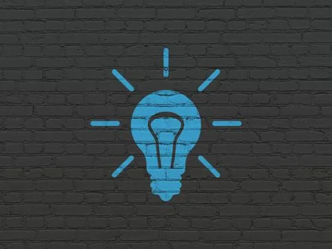 Finance concept: Light Bulb on wall background Ilustração Stock