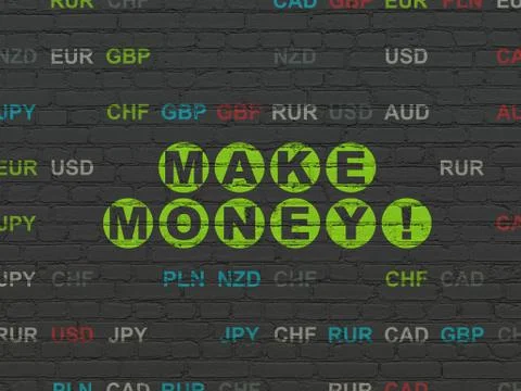 Finance concept: Make Money! on wall background Ilustración de archivo