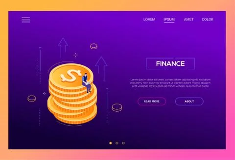 Finance concept - modern isometric vector web banner Stock Illustration