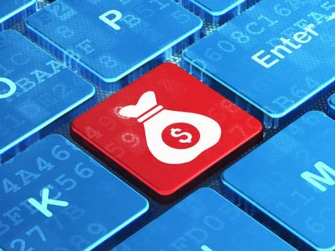 Finance concept: Money Bag on computer keyboard background Stock Illustration
