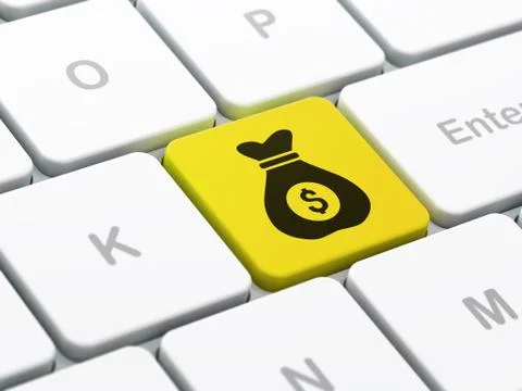 Finance concept: Money Bag on computer keyboard background Stock Illustration