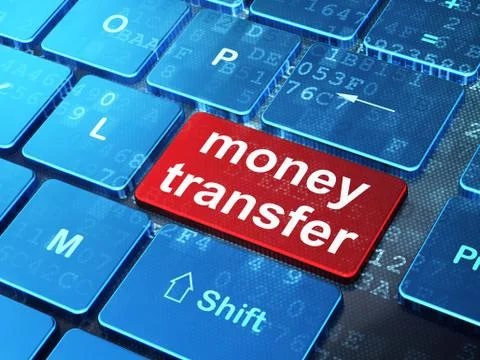 Finance concept: Money Transfer on computer keyboard background Stock Illustration