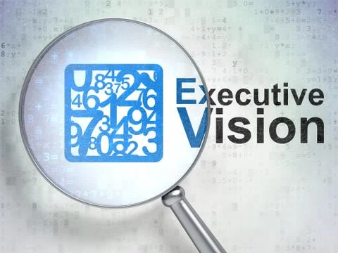 Finance concept: Numbers and Executive Vision with optical glass Stock Illustration
