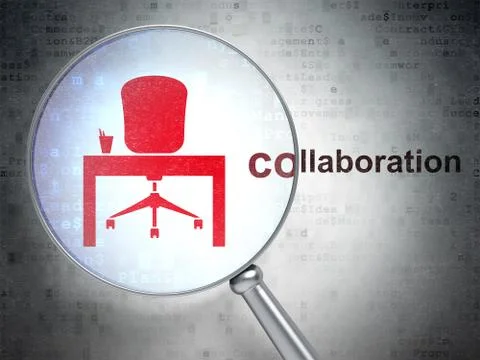 Finance concept: Office and Collaboration with optical glass Stock Illustration