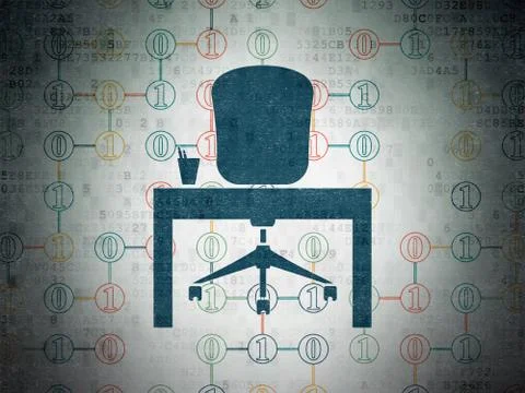 Finance concept: Office on Digital Data Paper background Stock Illustration