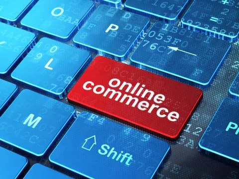 Finance concept: Online Commerce on computer keyboard background イラスト素材