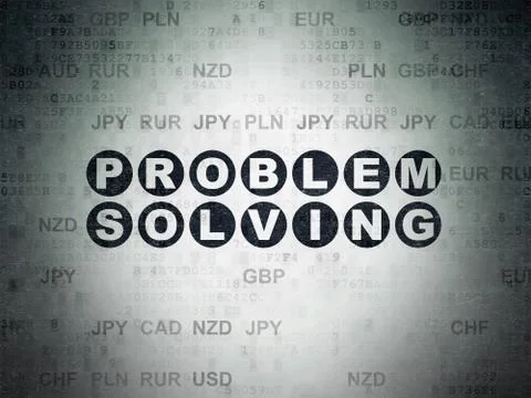 Finance concept: Problem Solving on Digital Data Paper background Illustrazione stock
