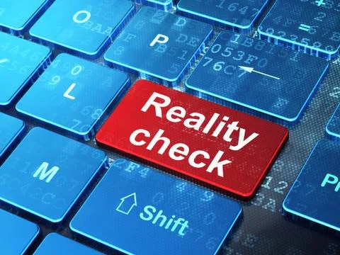 Finance concept: Reality Check on computer keyboard background Stockillustratie