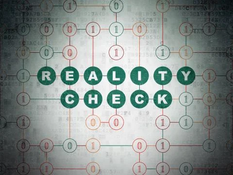 Finance concept: Reality Check on Digital Data Paper background Illustrazione stock