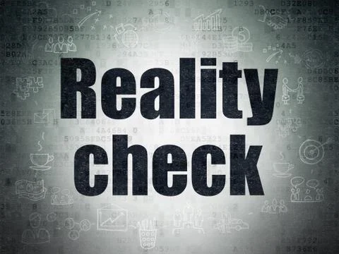 Finance concept: Reality Check on Digital Data Paper background Illustrazione stock