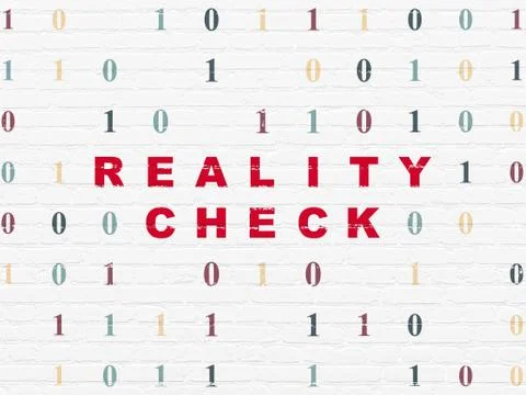 Finance concept: Reality Check on wall background Ilustración de archivo