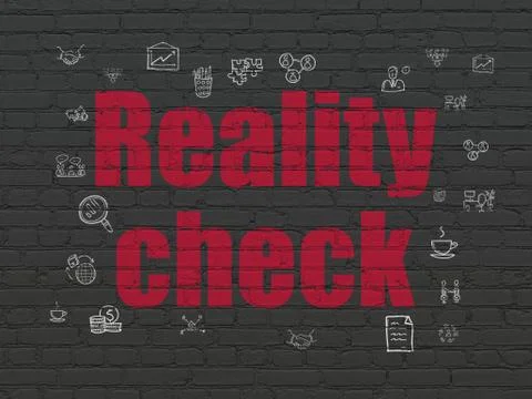 Finance concept: Reality Check on wall background Ilustración de archivo