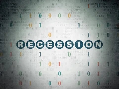Finance concept: Recession on Digital Data Paper background Illustrazione stock