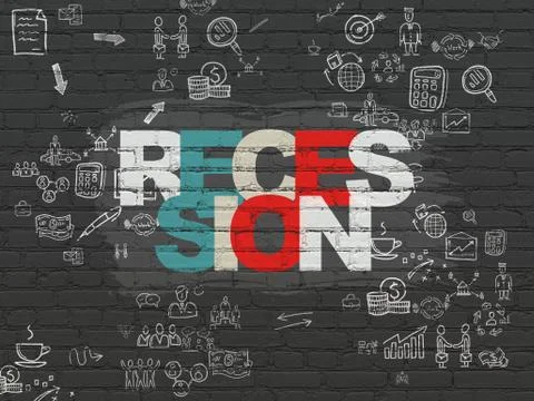 Finance concept: Recession on wall background Stock Illustration