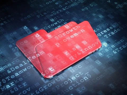 Finance concept: Red Folder on digital background 스톡 일러스트