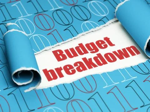 Finance concept: red text Budget Breakdown under the piece of  torn paper イラスト素材