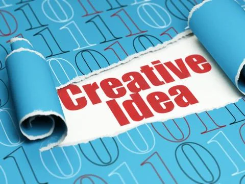 Finance concept: red text Creative Idea under the piece of  torn paper Stockillustratie